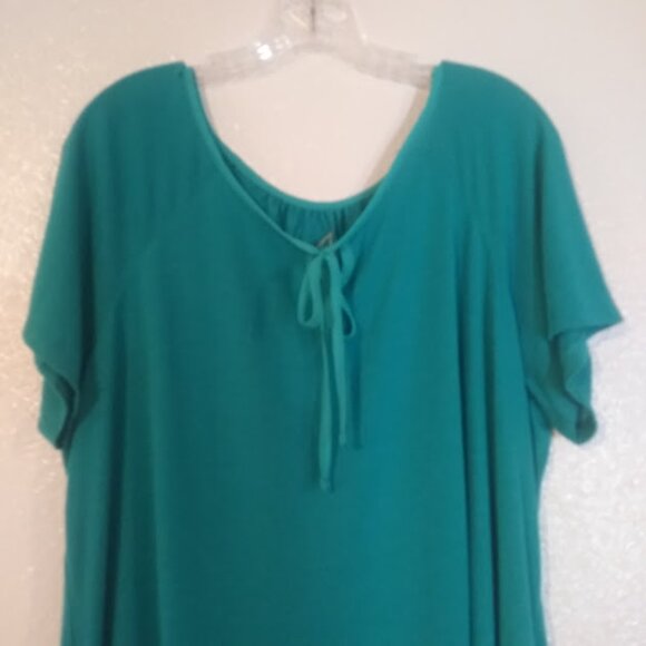 Just My size Women's size 2XL eco teal chiffon trim tunic top - Picture 2 of 13
